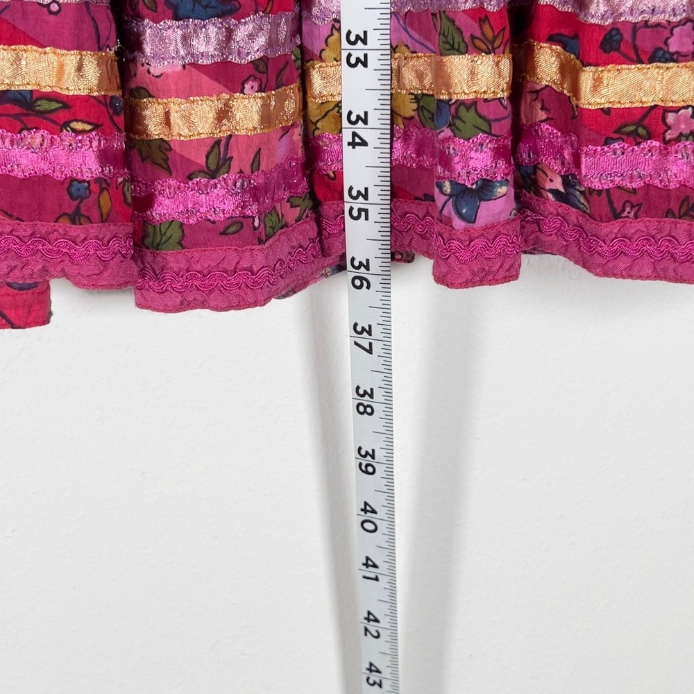 anii By Natural Boho Tiered Maxi Skirt Women Sz L Multicolor Floral Ribbon Trim - Picture 8 of 8